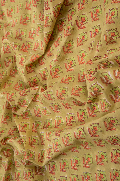 Siyahi - Green With Floral Border Cotton Fabric-Rutambhara-RUTAMBHARA