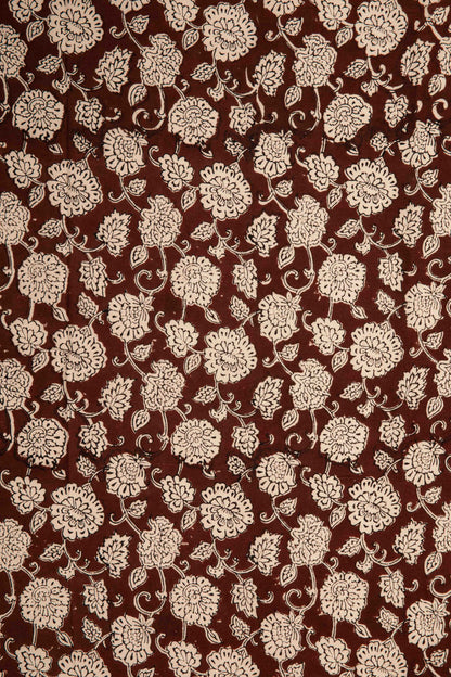 Siyahi - Natural Dyed Bagh Print Fabric With Floral Motif-Rutambhara-RUTAMBHARA