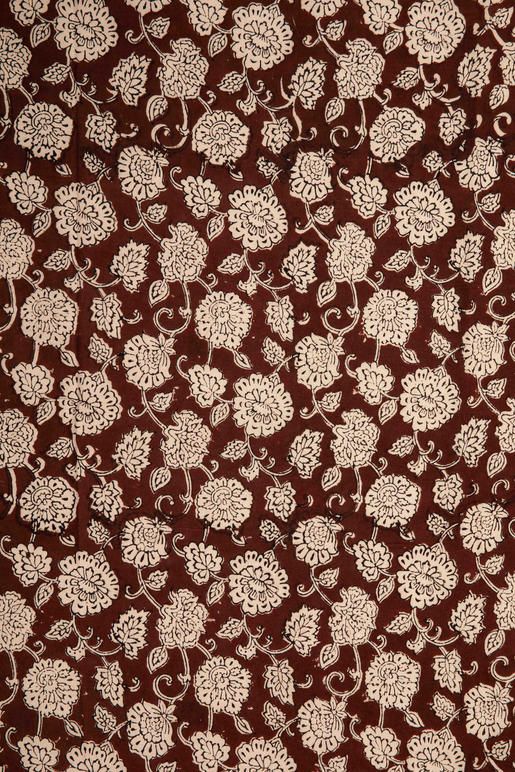 Siyahi - Natural Dyed Bagh Print Fabric With Floral Motif-Rutambhara-RUTAMBHARA
