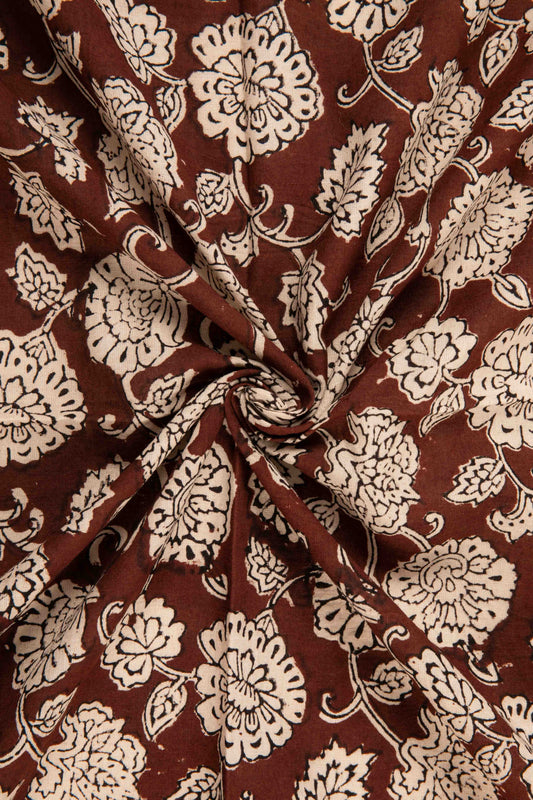 Siyahi - Natural Dyed Bagh Print Fabric With Floral Motif