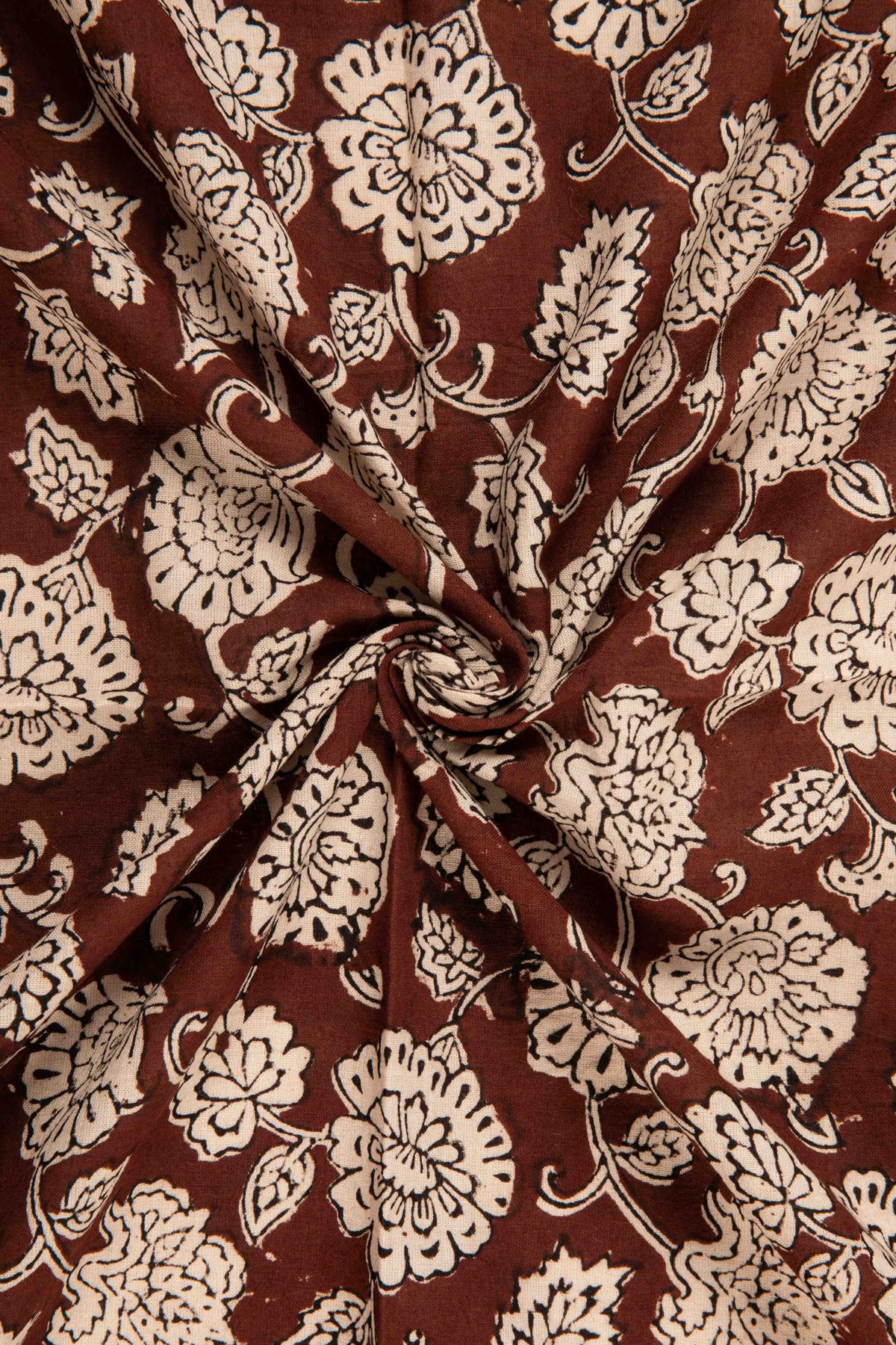 Siyahi - Natural Dyed Bagh Print Fabric With Floral Motif