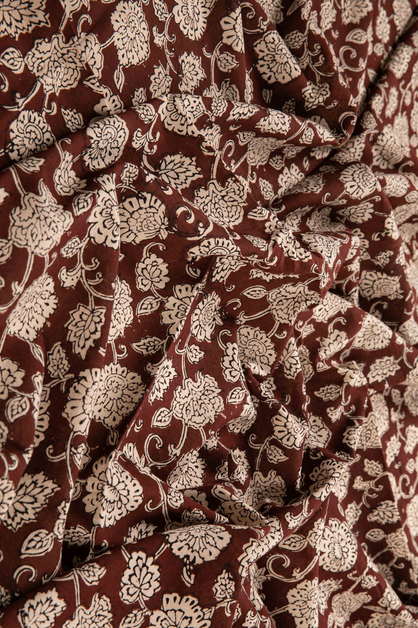 Siyahi - Natural Dyed Bagh Print Fabric With Floral Motif