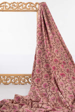 Siyahi - Pink Floral Motif Sanganeri Cotton Fabric-Rutambhara-RUTAMBHARA