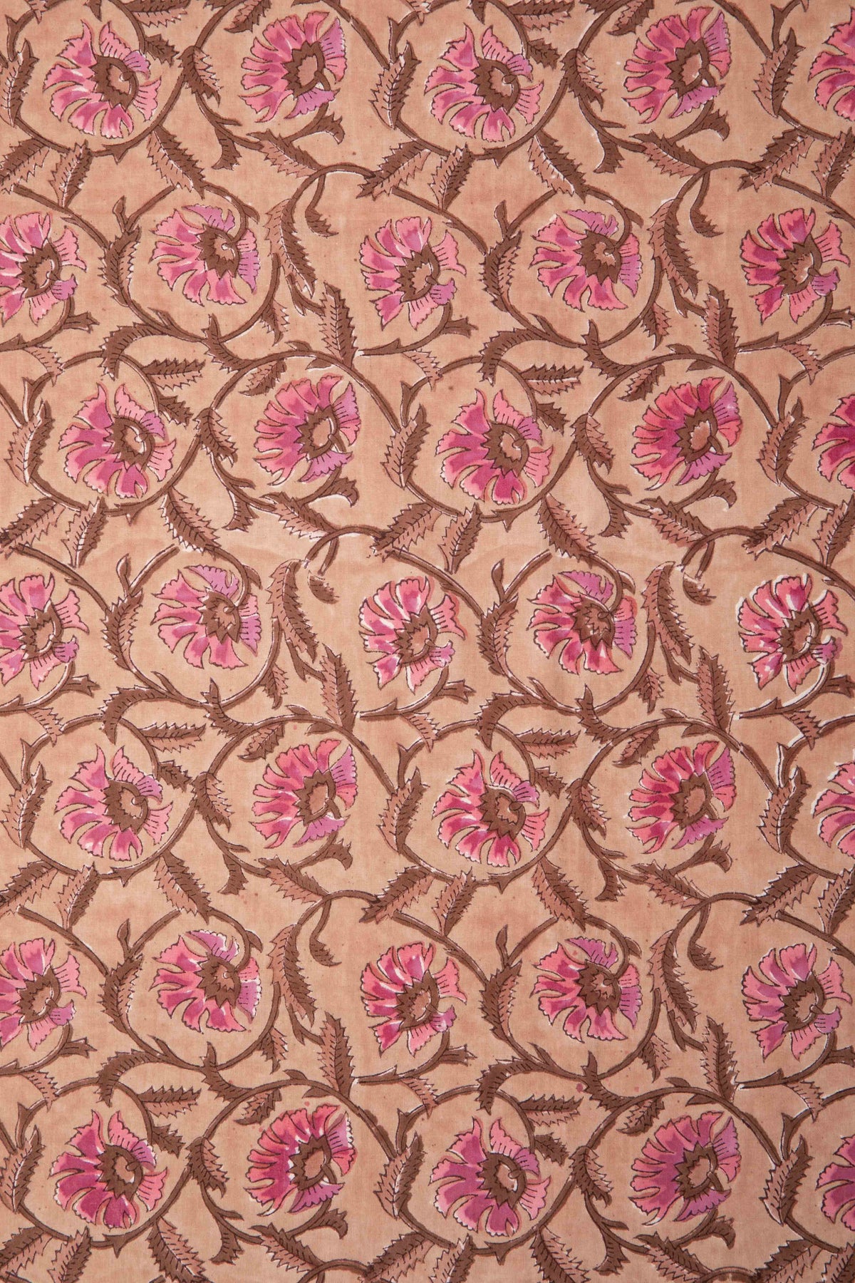 Siyahi - Pink Floral Motif Sanganeri Cotton Fabric