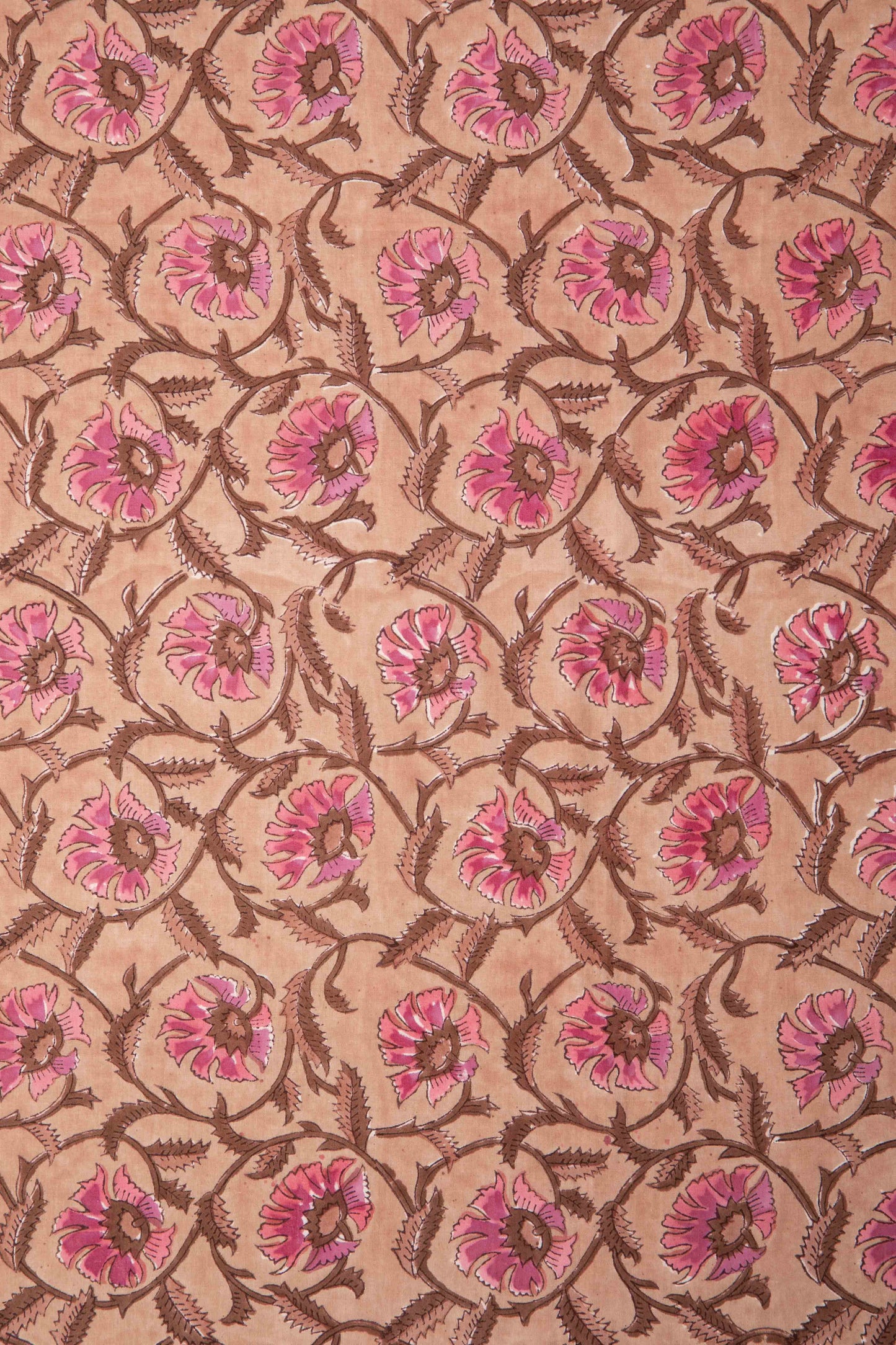 Siyahi - Pink Floral Motif Sanganeri Cotton Fabric