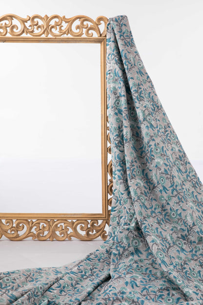 Siyahi - Sanganeri Pastel Floral Design Print Fabric-Rutambhara-RUTAMBHARA