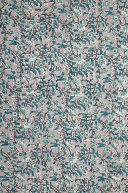 Siyahi - Sanganeri Pastel Floral Design Print Fabric-Rutambhara-RUTAMBHARA