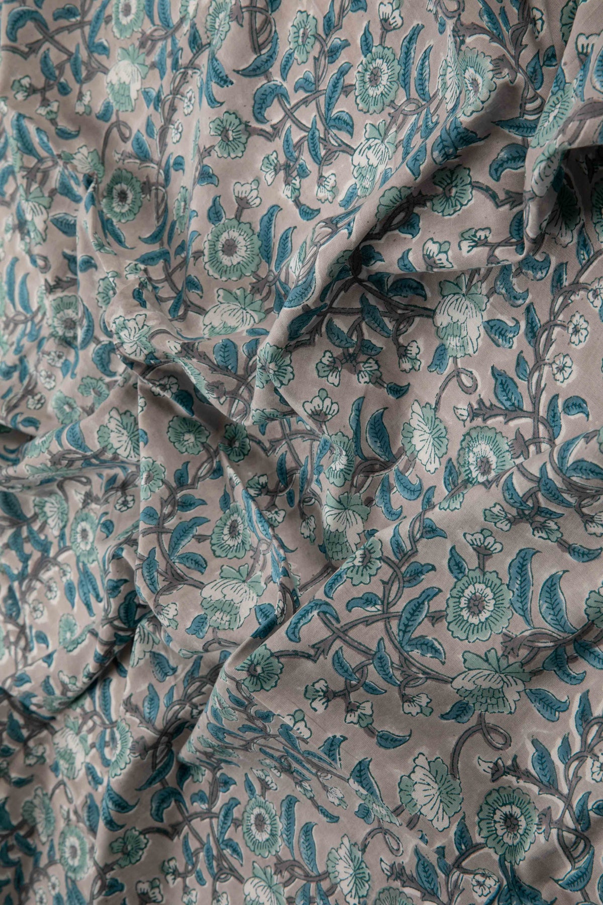 Siyahi - Sanganeri Pastel Floral Design Print Fabric