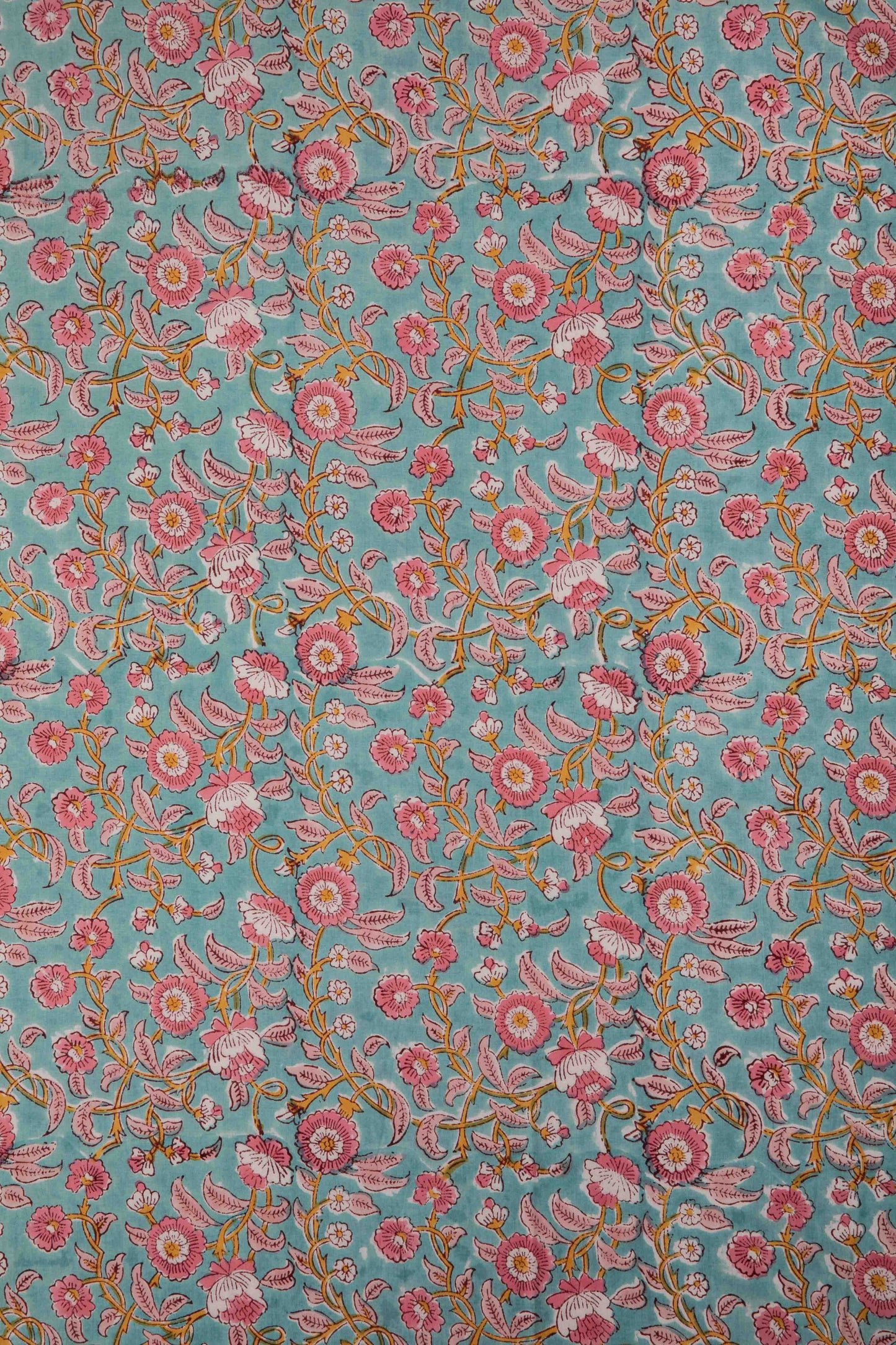 Siyahi - Pink Floral Sanganeri Cotton Fabric