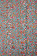 Siyahi - Pink Floral Sanganeri Cotton Fabric-Rutambhara-RUTAMBHARA