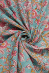 Siyahi - Pink Floral Sanganeri Cotton Fabric