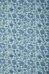 Siyahi - Sky Blue And Green Floral Sanganeri Cotton Fabric
