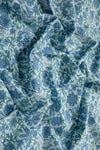 Siyahi - Sky Blue And Green Floral Sanganeri Cotton Fabric