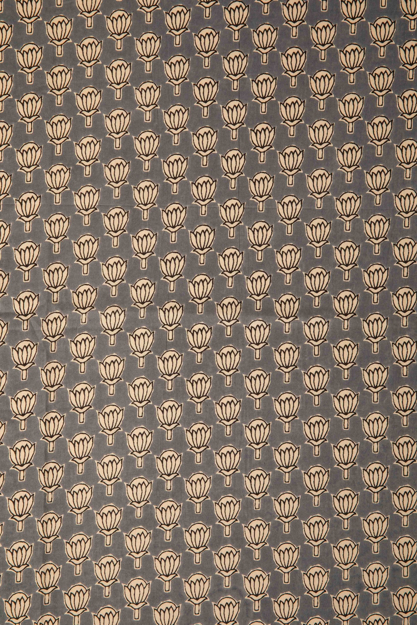 Siyahi - Handcrafted Sanganeri Lotus Motif Print Fabric