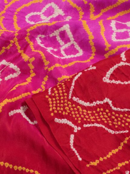 Pink Handcrafted Bandhani Gajji Silk Saree