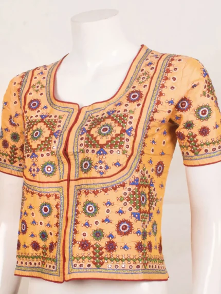 Yellow Hand Embroidered Pure Silk blouse