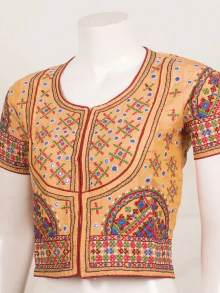 Kutchi Hand Embroidered Pure Silk Golden Blouse