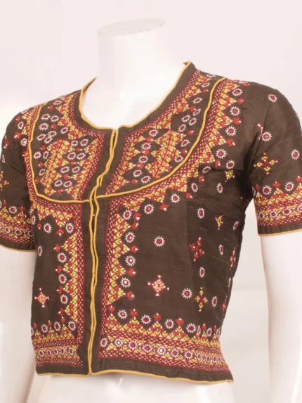 Brown Kutchi Raw Silk Blouse