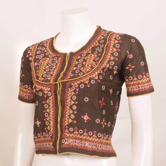 Brown Kutchi Raw Silk Blouse